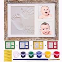 Kit de marco huella bebe de Arcilla-molde de letras y numeros con 6 tintas y pincel.Cuadro Fotos y Huellas de Bebé de…